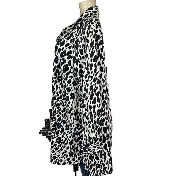Jessica London +24 Black Animal Print Button Down Collar Long Sleeve Blouse - Picture 4 of 6